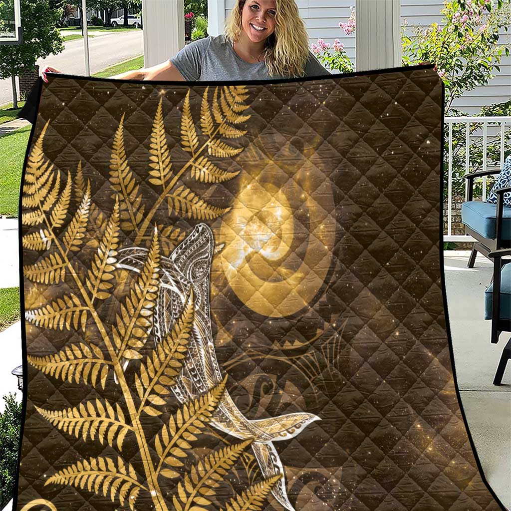 New Zealand Matariki Quilt Maori Koru With Humpback Whale Gold LT05 Gold - Polynesian Pride