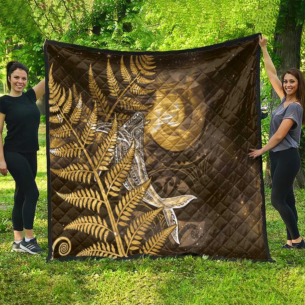 New Zealand Matariki Quilt Maori Koru With Humpback Whale Gold LT05 - Polynesian Pride