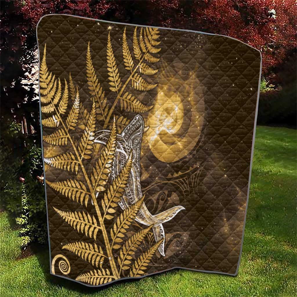New Zealand Matariki Quilt Maori Koru With Humpback Whale Gold LT05 - Polynesian Pride