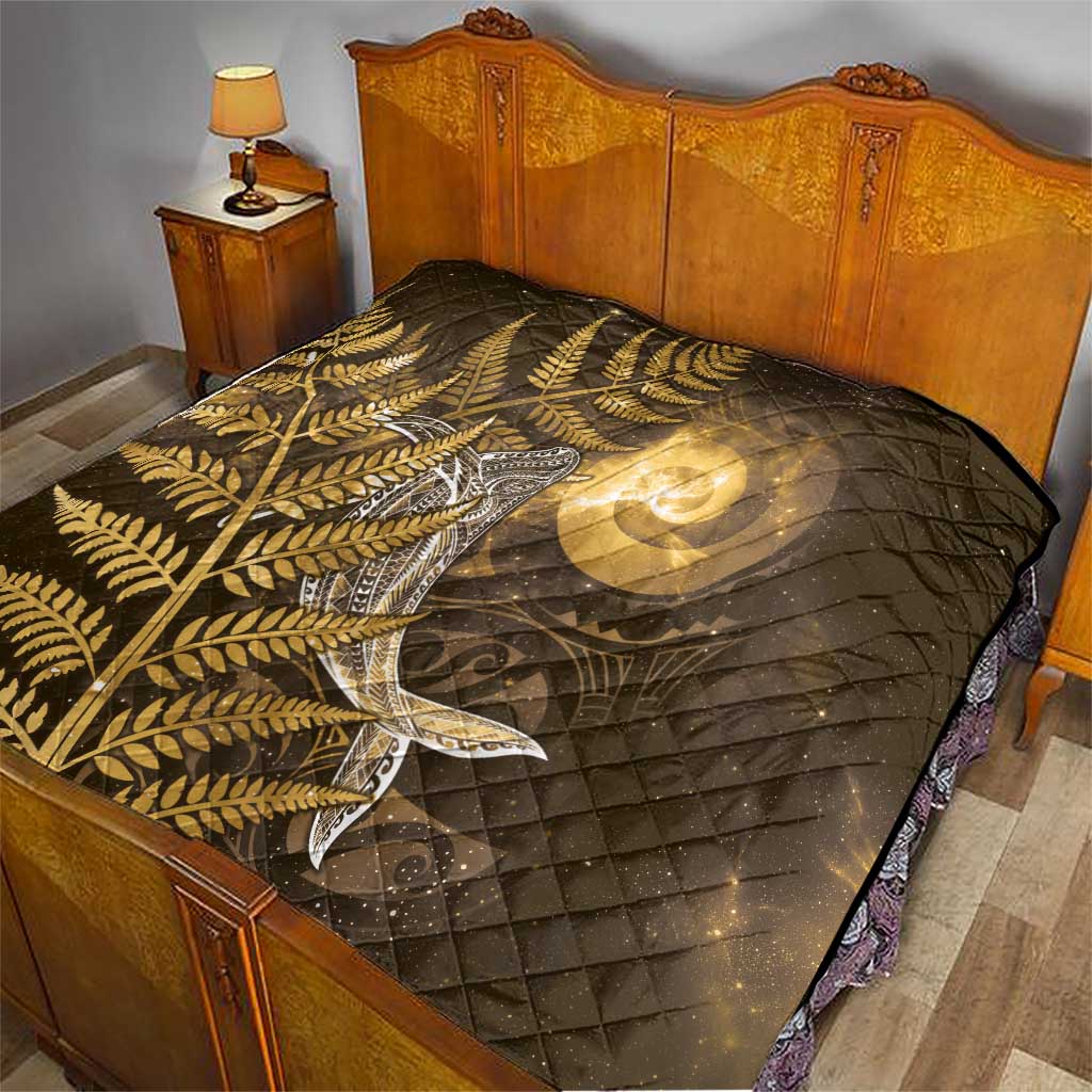 New Zealand Matariki Quilt Maori Koru With Humpback Whale Gold LT05 - Polynesian Pride