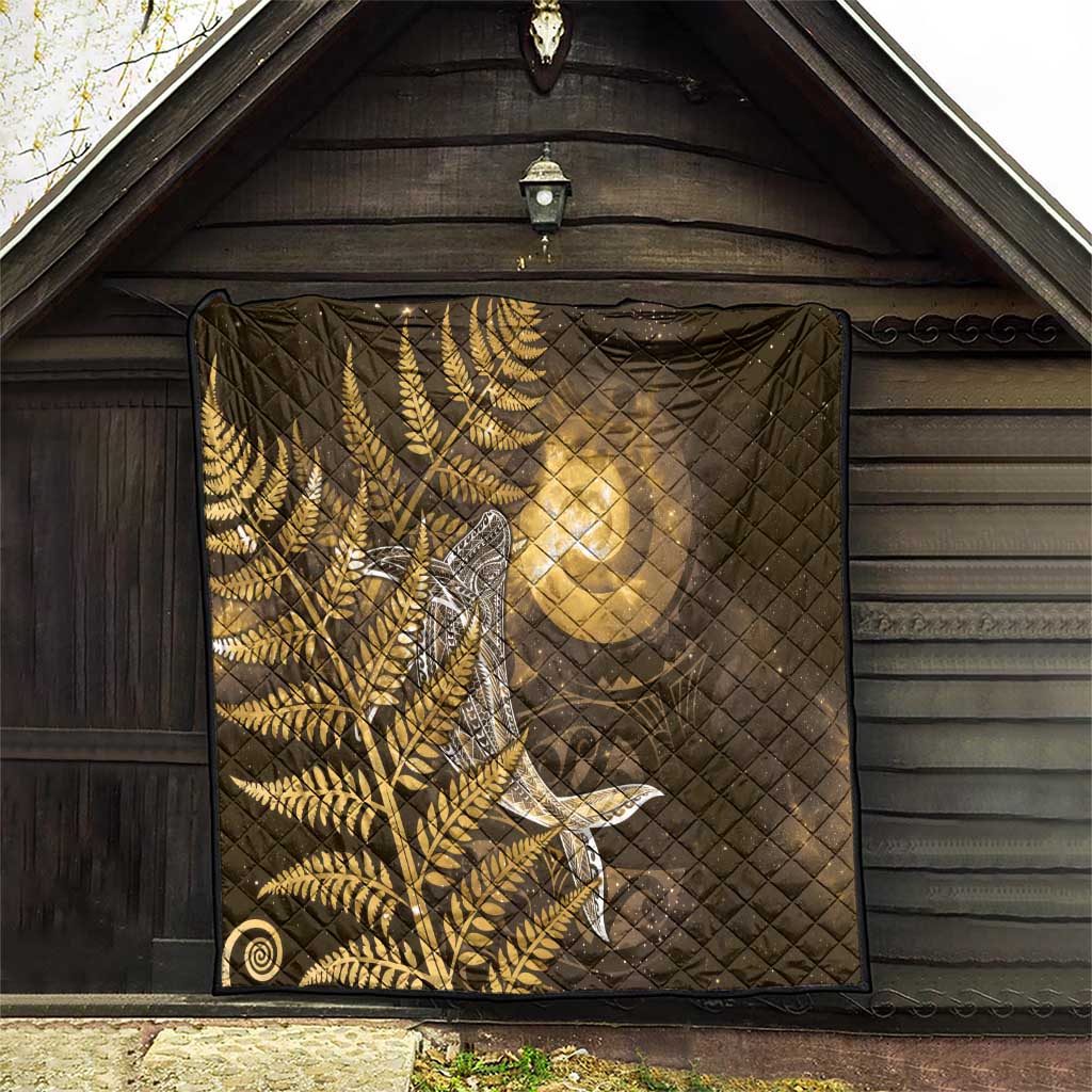 New Zealand Matariki Quilt Maori Koru With Humpback Whale Gold LT05 - Polynesian Pride