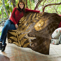 New Zealand Matariki Quilt Maori Koru With Humpback Whale Gold LT05 - Polynesian Pride