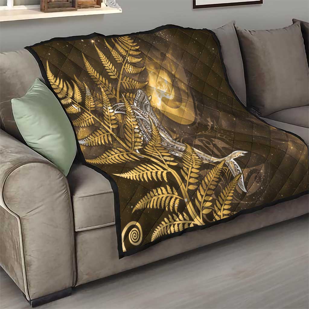 New Zealand Matariki Quilt Maori Koru With Humpback Whale Gold LT05 - Polynesian Pride