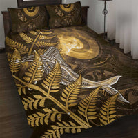 New Zealand Matariki Quilt Bed Set Maori Koru With Humpback Whale Gold LT05 Gold - Polynesian Pride