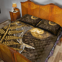 New Zealand Matariki Quilt Bed Set Maori Koru With Humpback Whale Gold LT05 - Polynesian Pride