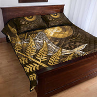 New Zealand Matariki Quilt Bed Set Maori Koru With Humpback Whale Gold LT05 - Polynesian Pride