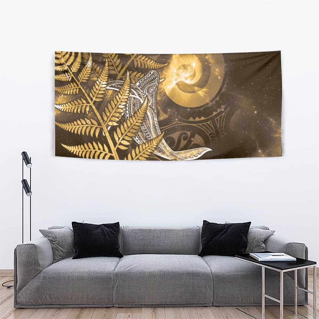 New Zealand Matariki Tapestry Maori Koru With Humpback Whale Gold LT05 - Polynesian Pride