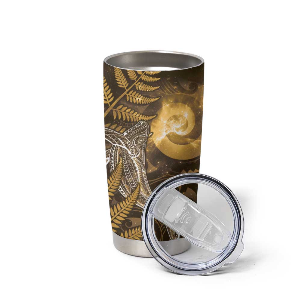 New Zealand Matariki Tumbler Cup Maori Koru With Humpback Whale Gold
