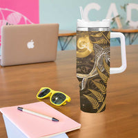 New Zealand Matariki Tumbler With Handle Maori Koru With Humpback Whale Gold