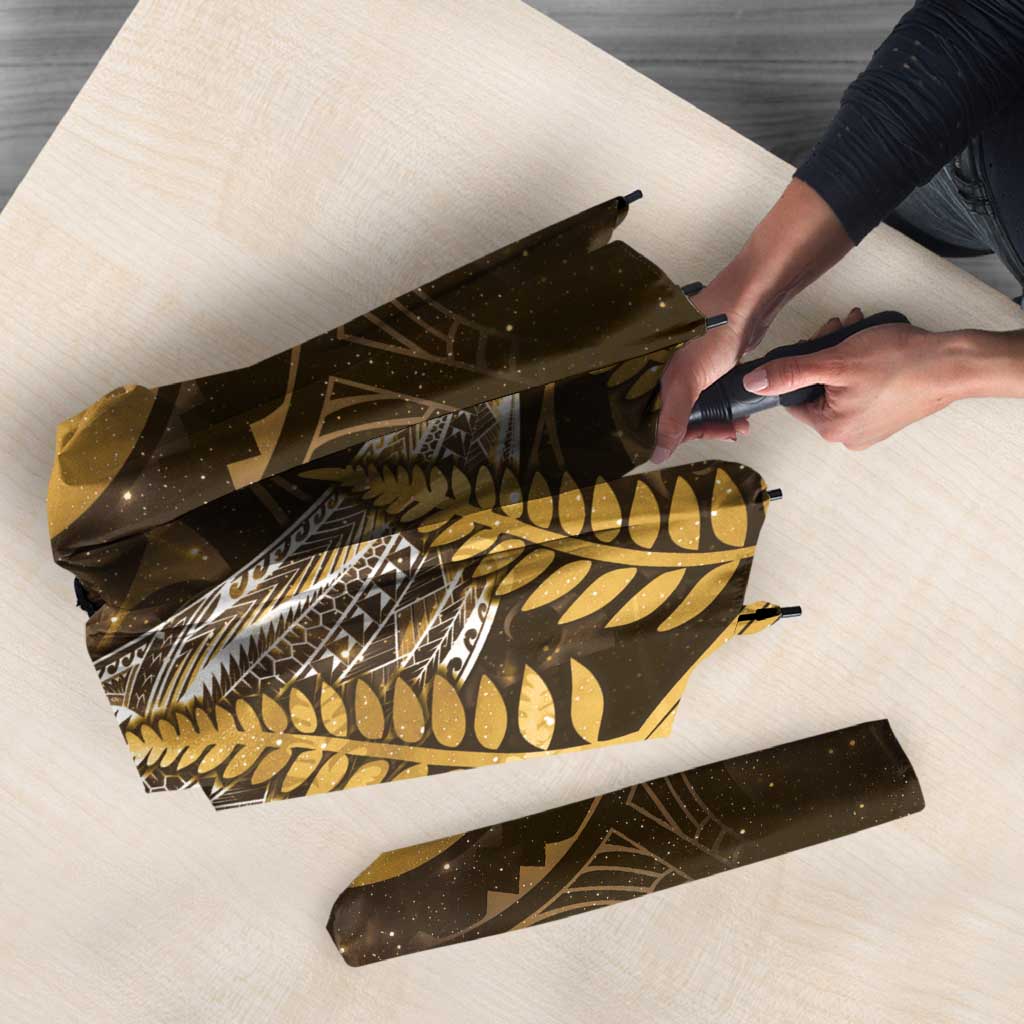New Zealand Matariki Umbrella Maori Koru With Humpback Whale Gold LT05 - Polynesian Pride
