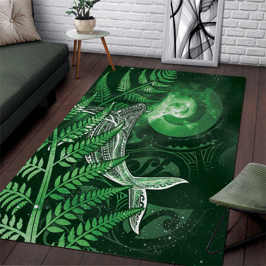 New Zealand Matariki Area Rug Maori Koru With Humpback Whale Green LT05 Green - Polynesian Pride