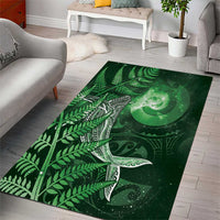 New Zealand Matariki Area Rug Maori Koru With Humpback Whale Green LT05 - Polynesian Pride