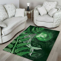 New Zealand Matariki Area Rug Maori Koru With Humpback Whale Green LT05 - Polynesian Pride