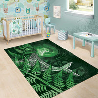 New Zealand Matariki Area Rug Maori Koru With Humpback Whale Green LT05 - Polynesian Pride