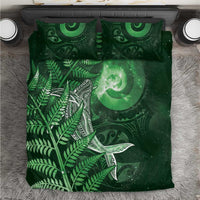 New Zealand Matariki Bedding Set Maori Koru With Humpback Whale Green
