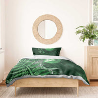 New Zealand Matariki Bedding Set Maori Koru With Humpback Whale Green
