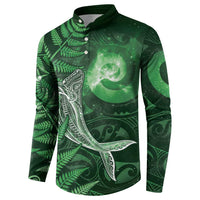 New Zealand Matariki Button Sweatshirt Maori Koru With Humpback Whale Green