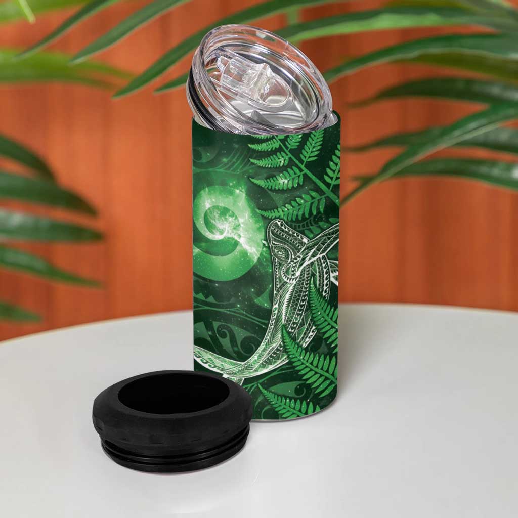 New Zealand Matariki 4 in 1 Can Cooler Tumbler Maori Koru With Humpback Whale Green LT05 - Polynesian Pride