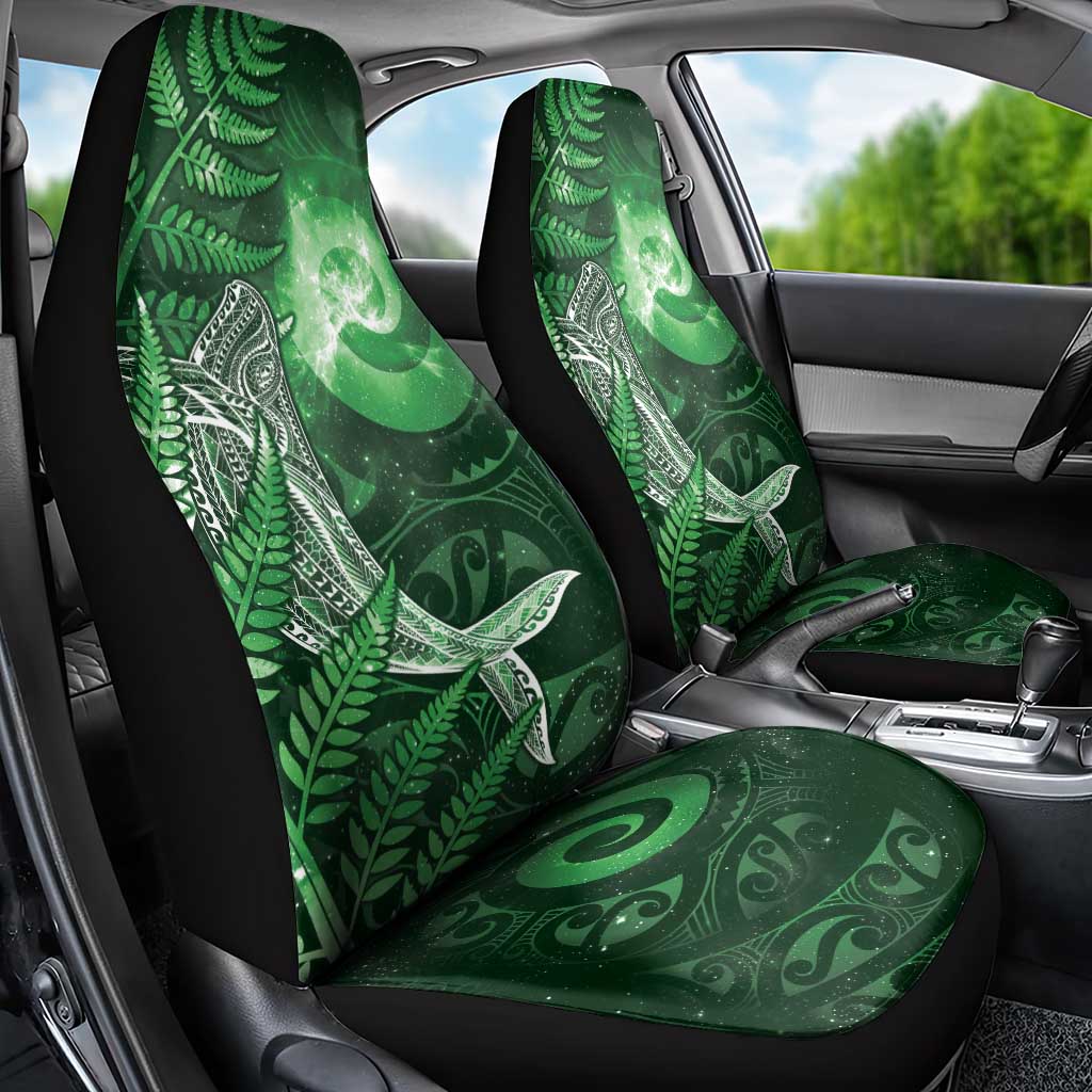 New Zealand Matariki Car Seat Cover Maori Koru With Humpback Whale Green LT05 - Polynesian Pride