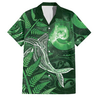 New Zealand Matariki Family Matching Puletasi and Hawaiian Shirt Maori Koru With Humpback Whale Green LT05 Dad's Shirt - Short Sleeve Green - Polynesian Pride