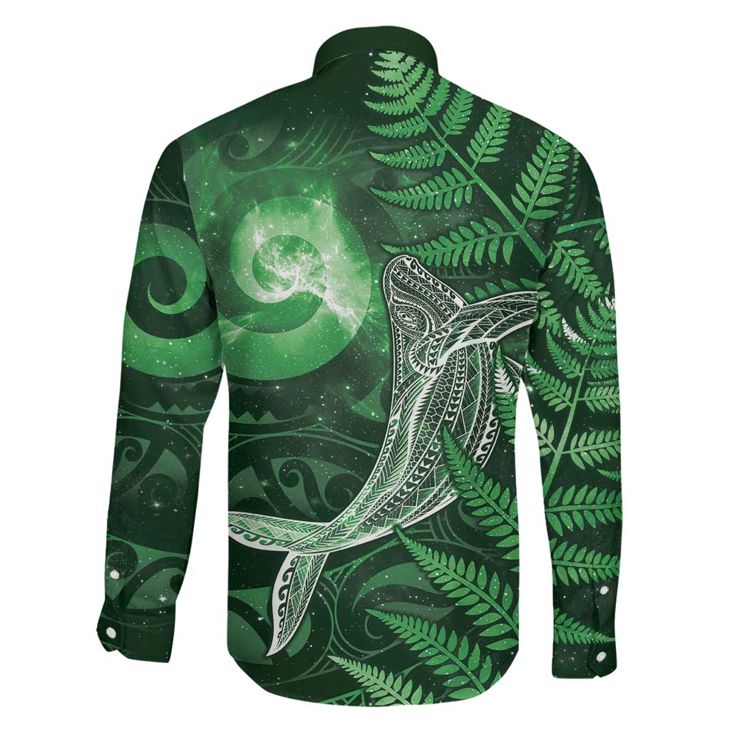 New Zealand Matariki Family Matching Short Sleeve Bodycon Dress and Hawaiian Shirt Maori Koru With Humpback Whale Green LT05 - Polynesian Pride