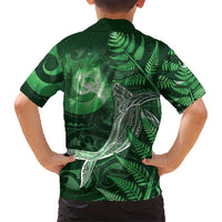 New Zealand Matariki Family Matching Summer Maxi Dress and Hawaiian Shirt Maori Koru With Humpback Whale Green LT05 - Polynesian Pride