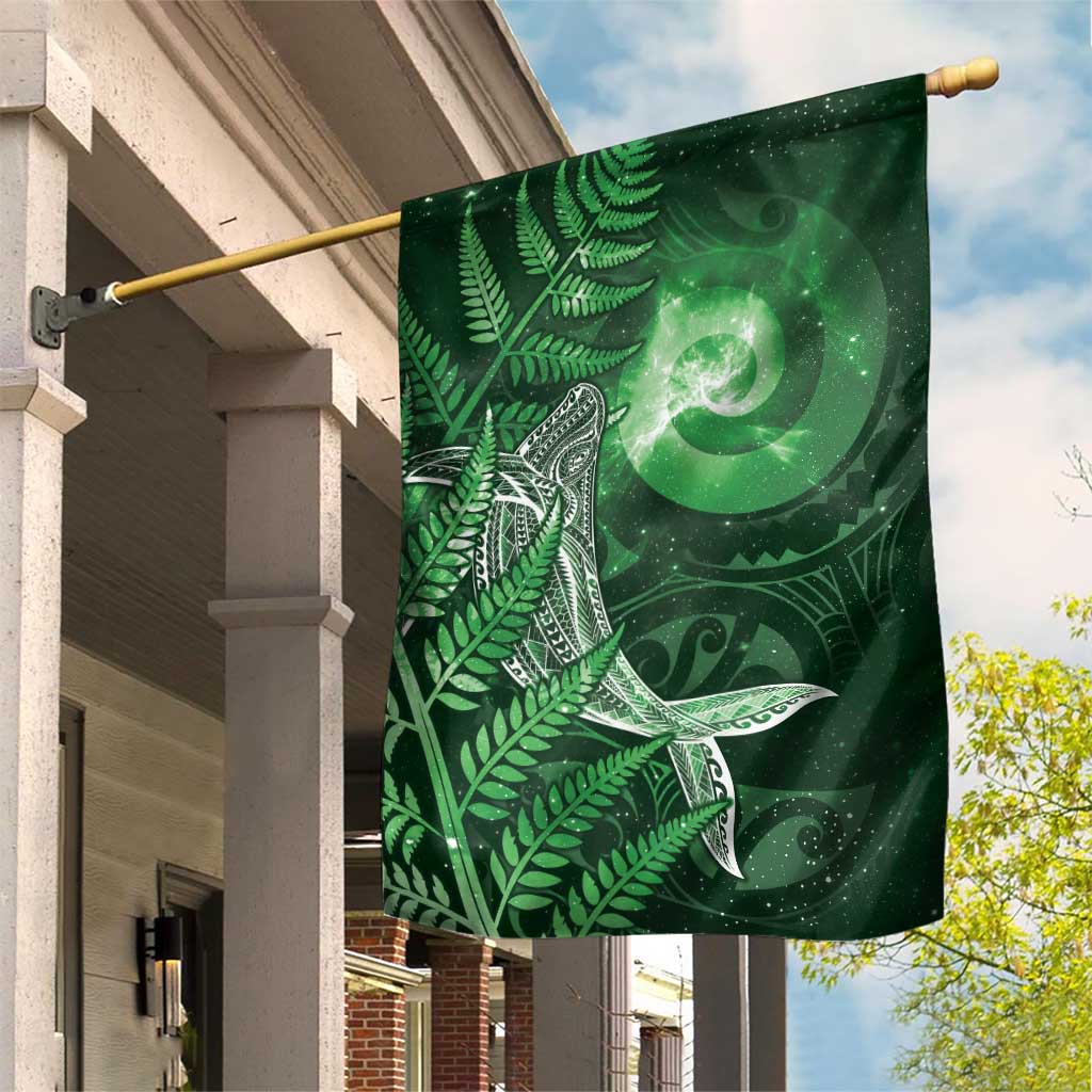New Zealand Matariki Garden Flag Maori Koru With Humpback Whale Green