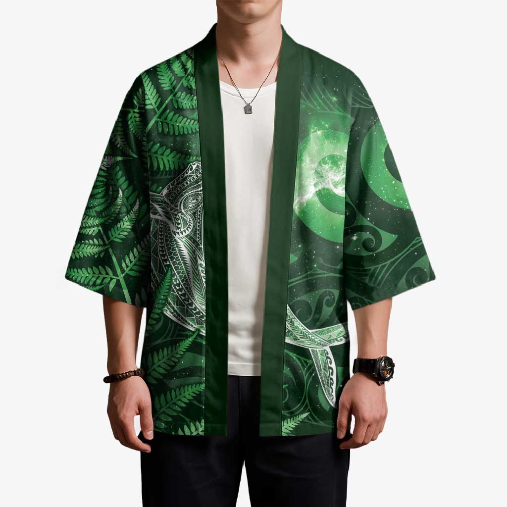 New Zealand Matariki Kimono Maori Koru With Humpback Whale Green