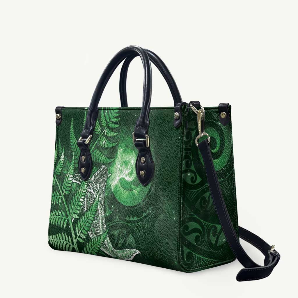 New Zealand Matariki Leather Bag Maori Koru With Humpback Whale Green LT05 Green - Polynesian Pride