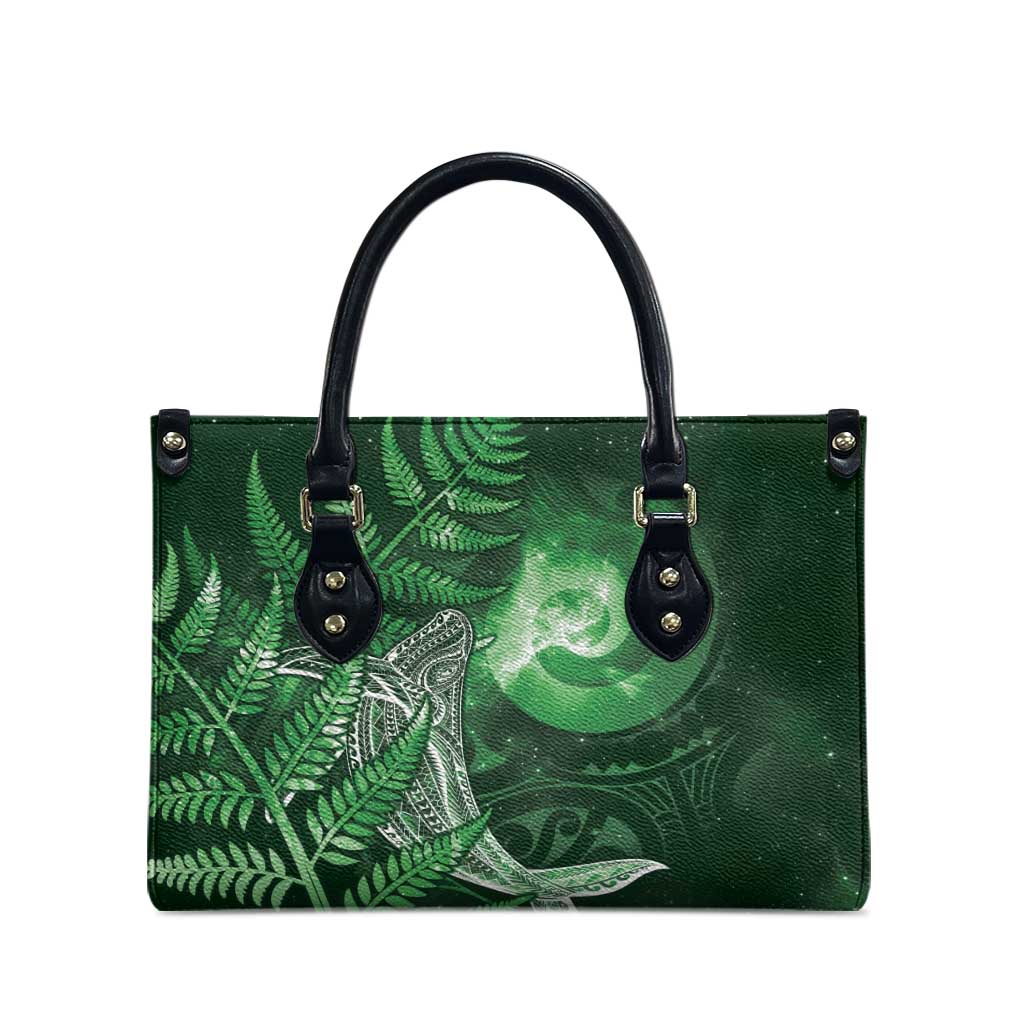 New Zealand Matariki Leather Bag Maori Koru With Humpback Whale Green LT05 - Polynesian Pride