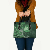 New Zealand Matariki Leather Bag Maori Koru With Humpback Whale Green LT05 - Polynesian Pride