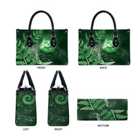 New Zealand Matariki Leather Bag Maori Koru With Humpback Whale Green LT05 - Polynesian Pride