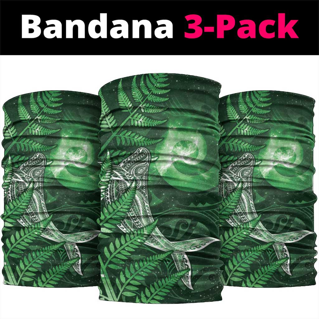 New Zealand Matariki Neck Gaiter Maori Koru With Humpback Whale Green LT05 package One Size: 25*50cm Green - Polynesian Pride