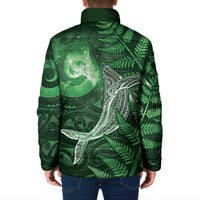 New Zealand Matariki Padded Jacket Maori Koru With Humpback Whale Green LT05 - Polynesian Pride