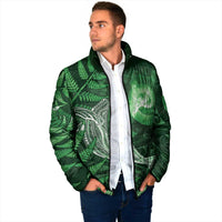 New Zealand Matariki Padded Jacket Maori Koru With Humpback Whale Green LT05 - Polynesian Pride