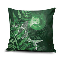 New Zealand Matariki Pillow Cover Maori Koru With Humpback Whale Green