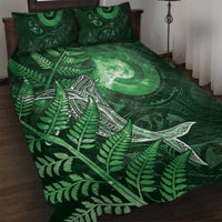 New Zealand Matariki Quilt Bed Set Maori Koru With Humpback Whale Green
