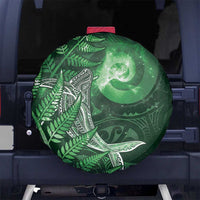 New Zealand Matariki Spare Tire Cover Maori Koru With Humpback Whale Green LT05 No hole Green - Polynesian Pride