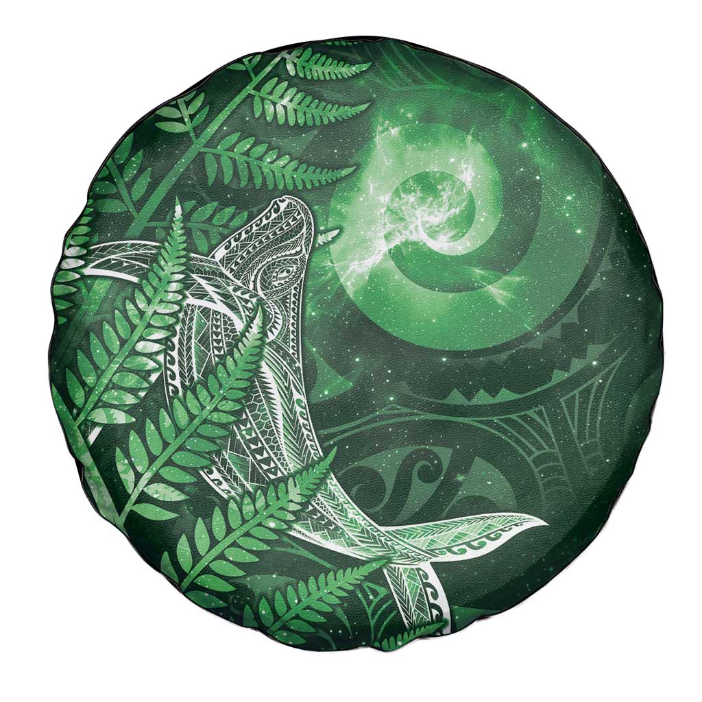 New Zealand Matariki Spare Tire Cover Maori Koru With Humpback Whale Green LT05 - Polynesian Pride