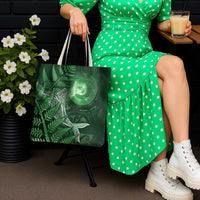 New Zealand Matariki Tote Bag Maori Koru With Humpback Whale Green