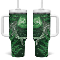 New Zealand Matariki Tumbler With Handle Maori Koru With Humpback Whale Green