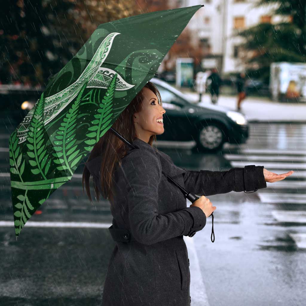 New Zealand Matariki Umbrella Maori Koru With Humpback Whale Green
