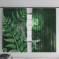 New Zealand Matariki Window Curtain Maori Koru With Humpback Whale Green LT05 With Hooks Green - Polynesian Pride