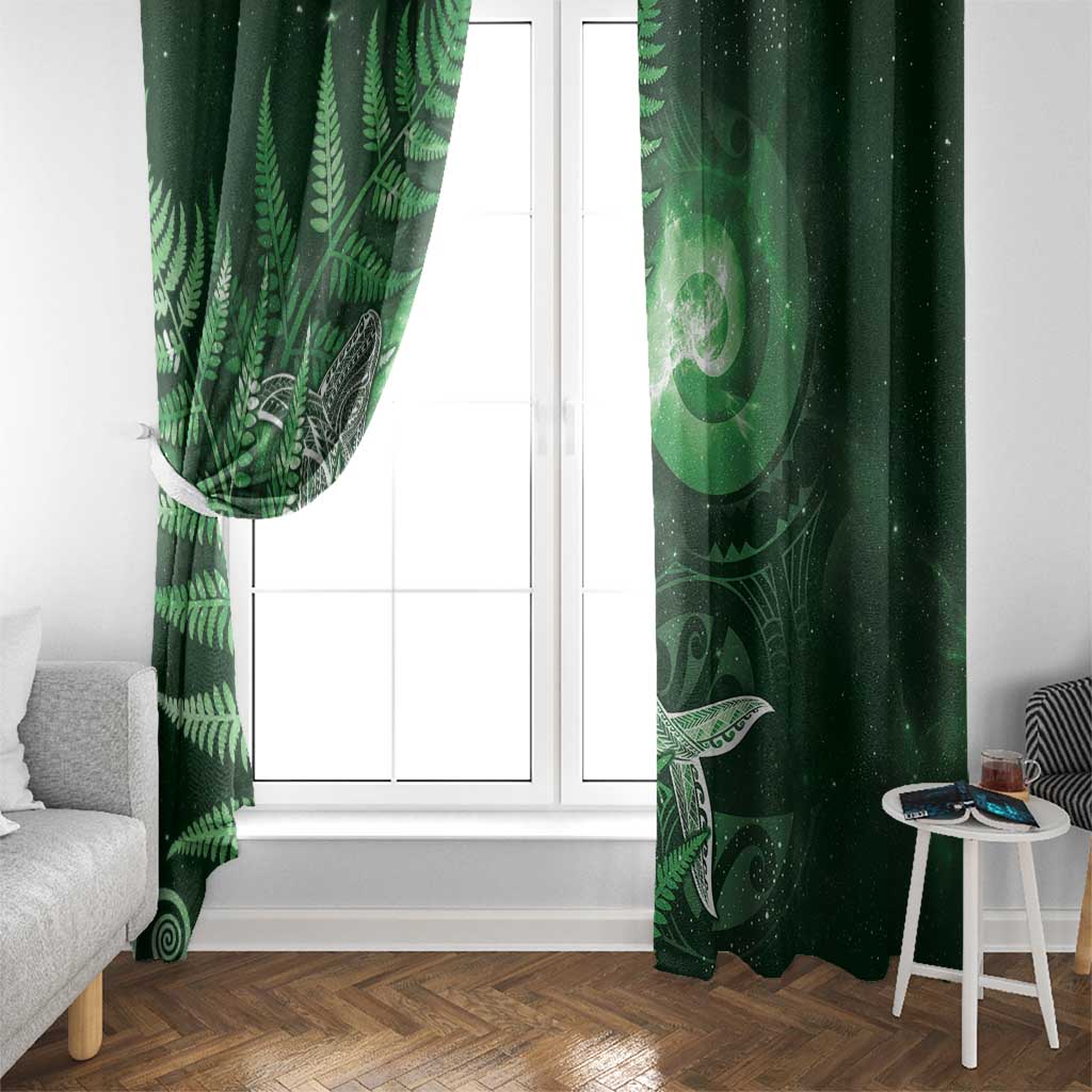 New Zealand Matariki Window Curtain Maori Koru With Humpback Whale Green LT05 - Polynesian Pride