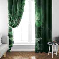 New Zealand Matariki Window Curtain Maori Koru With Humpback Whale Green LT05 - Polynesian Pride
