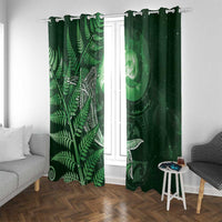 New Zealand Matariki Window Curtain Maori Koru With Humpback Whale Green LT05 With Grommets Green - Polynesian Pride