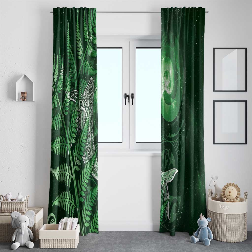 New Zealand Matariki Window Curtain Maori Koru With Humpback Whale Green LT05 - Polynesian Pride