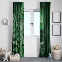 New Zealand Matariki Window Curtain Maori Koru With Humpback Whale Green LT05 - Polynesian Pride