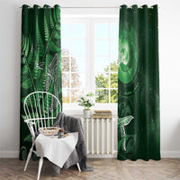 New Zealand Matariki Window Curtain Maori Koru With Humpback Whale Green LT05 - Polynesian Pride