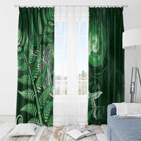 New Zealand Matariki Window Curtain Maori Koru With Humpback Whale Green LT05 - Polynesian Pride